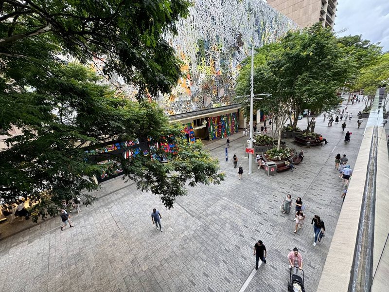 Queen Street Mall Brisbane bustling with shoppers