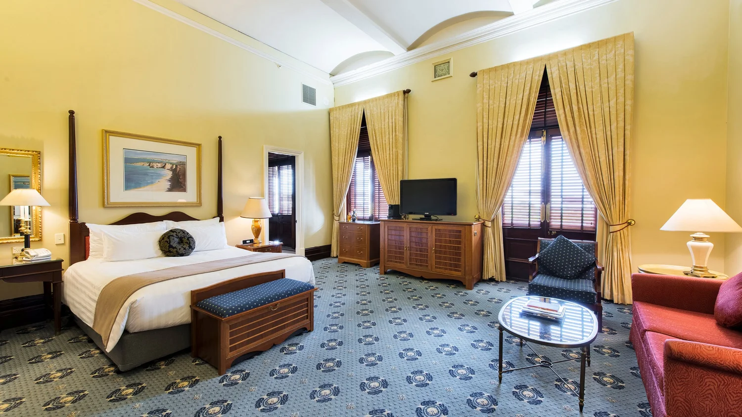 Parlour King Room at Treasury Brisbane with spacious lounge area